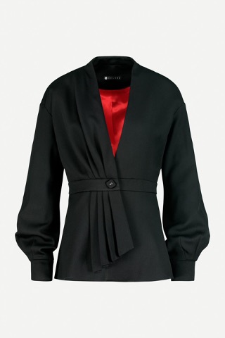 Asymmetric drape soft jacket