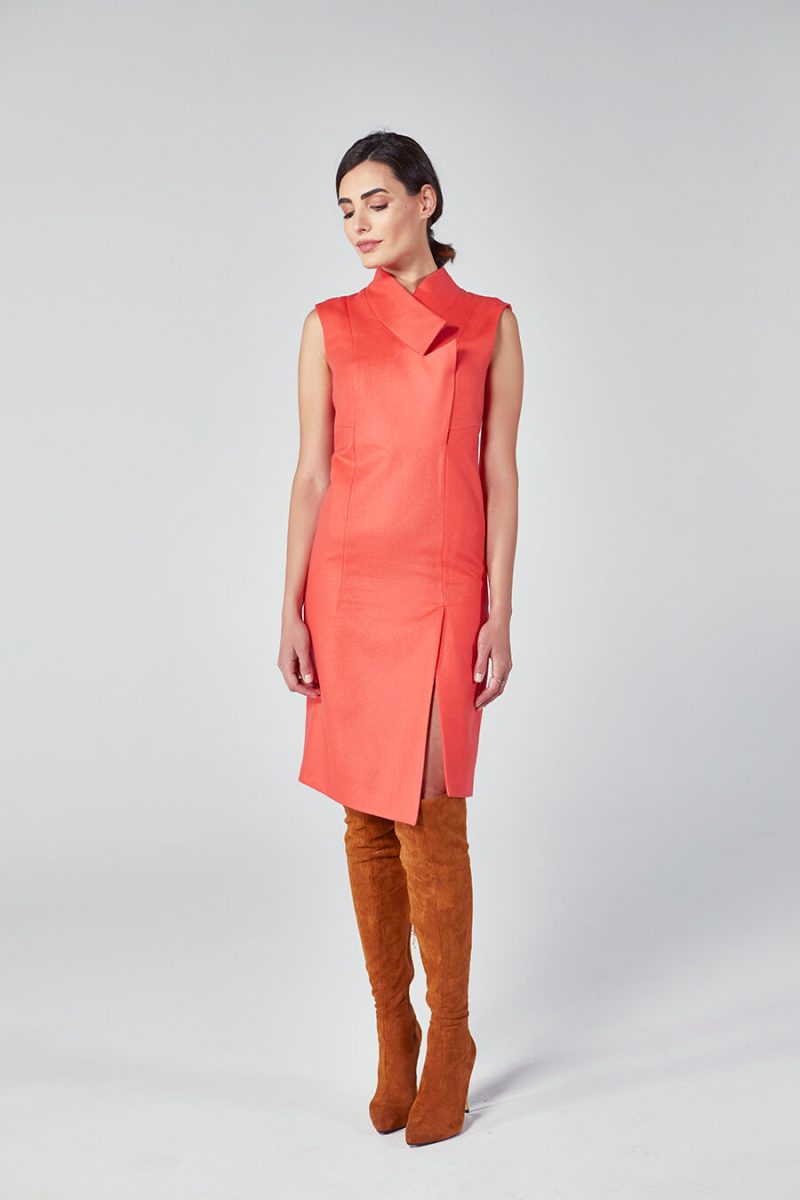 Coral sleeveless dress