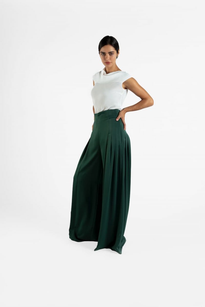 Side pleated women pants for work