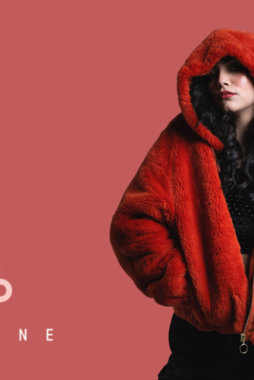 red furry women's jacket
