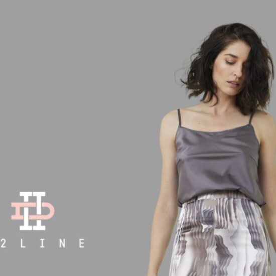 Model wearing unique women's clothing by d2line