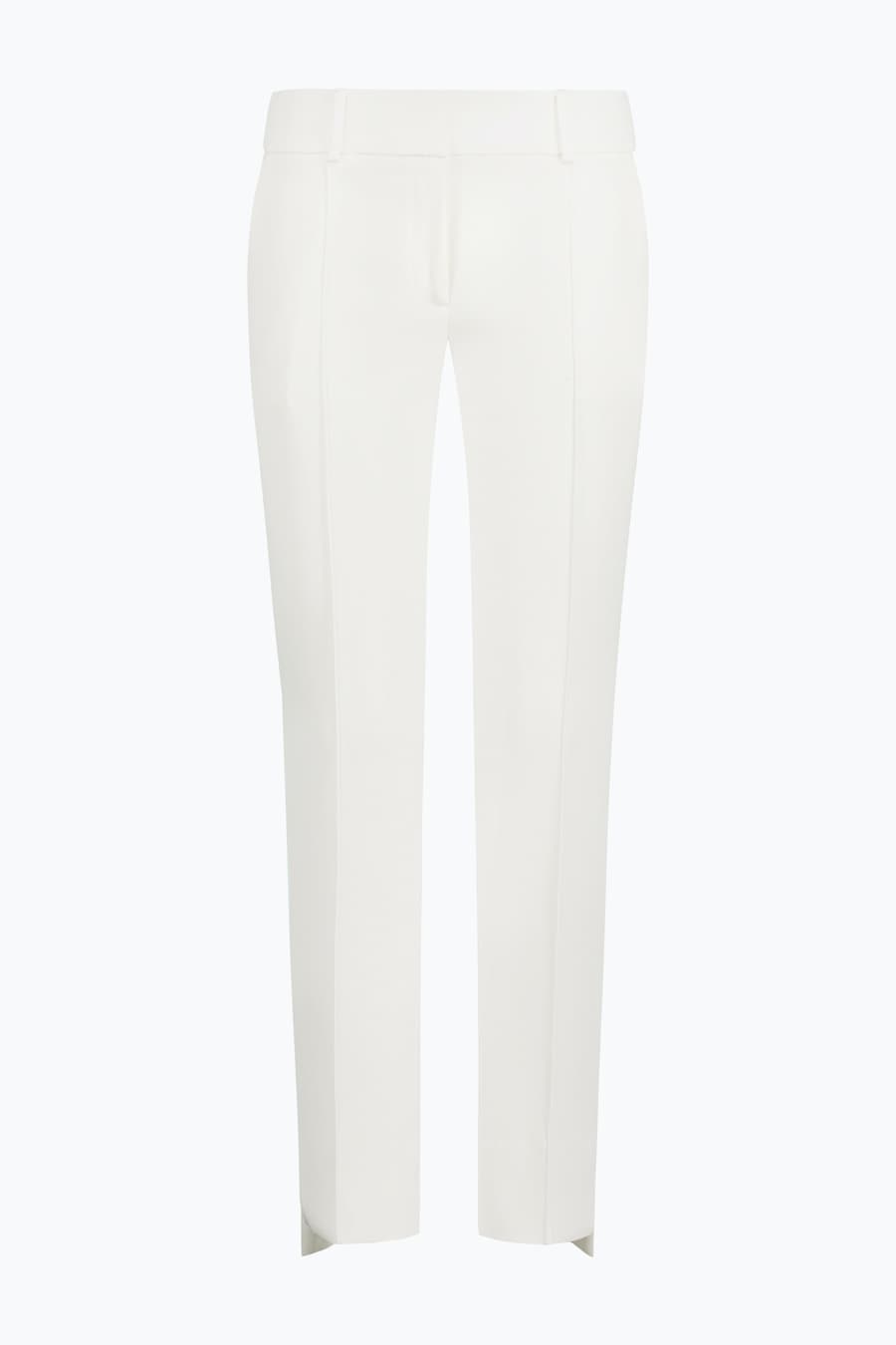 Mid-rise slim-leg pants with asymmetrical slits in white | D2line