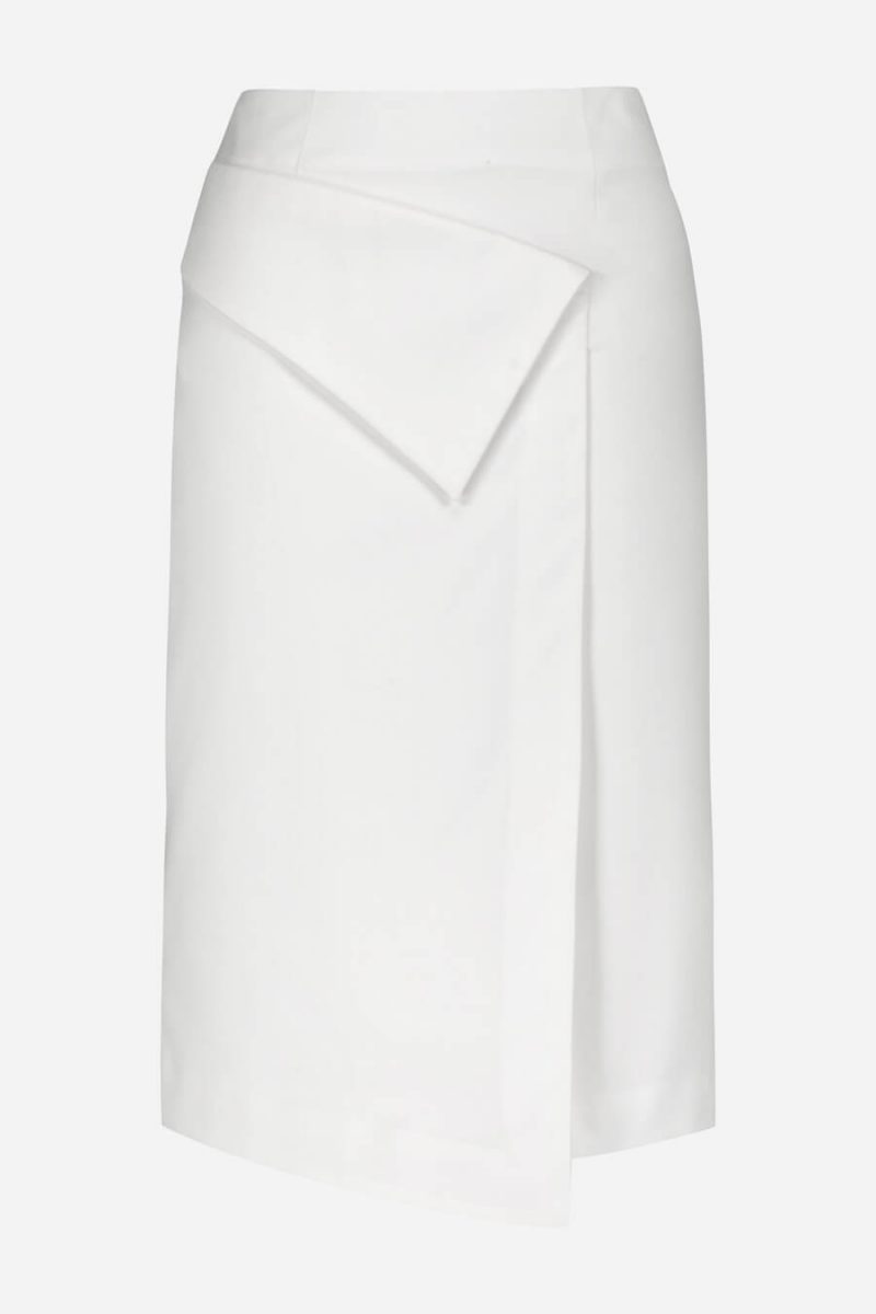 Pencil skirt with asymmetrical panel in white | D2line