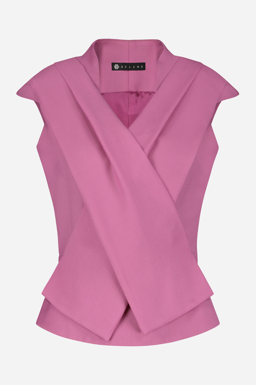 Peplum top with crossed front panels in pink | D2line
