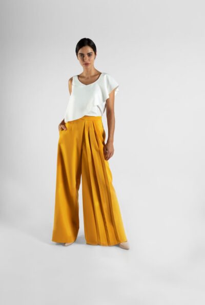 Buy Lemonade Yellow Parallel Pants With Lace Border Online - Shop for W